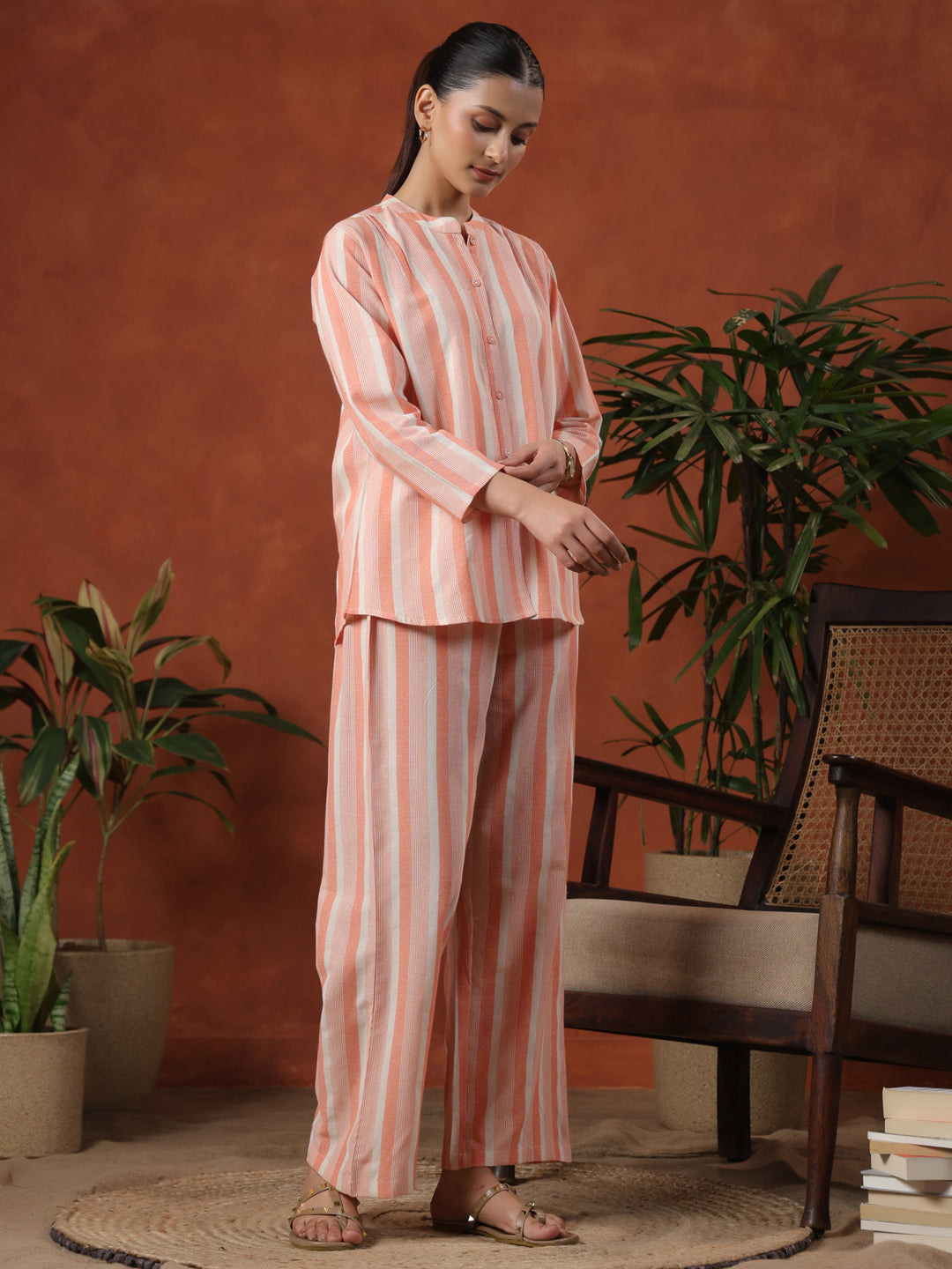 Women's Cotton Self Design Co ord Set