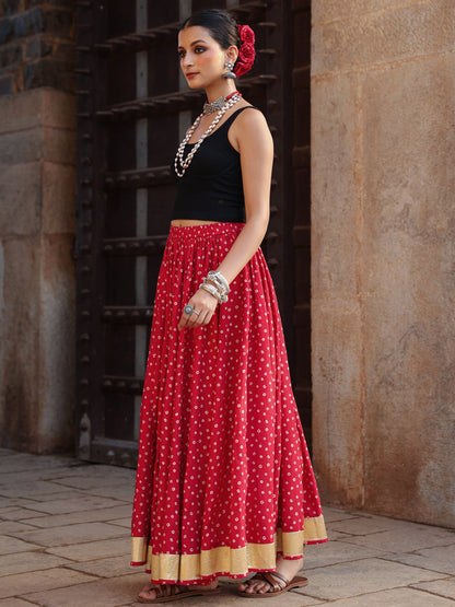 Women's Bandhani Printed Flared Skirt