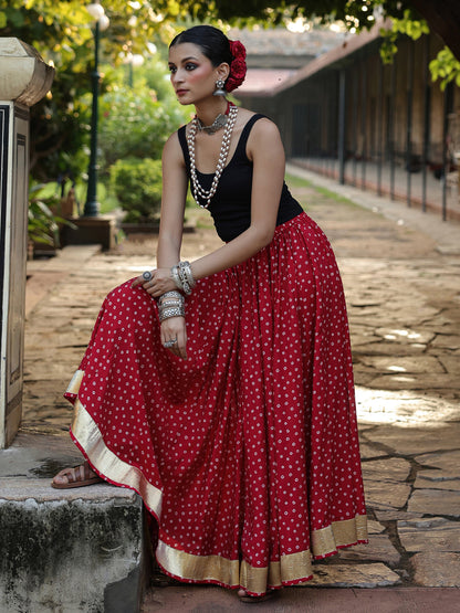 Women's Bandhani Printed Flared Skirt